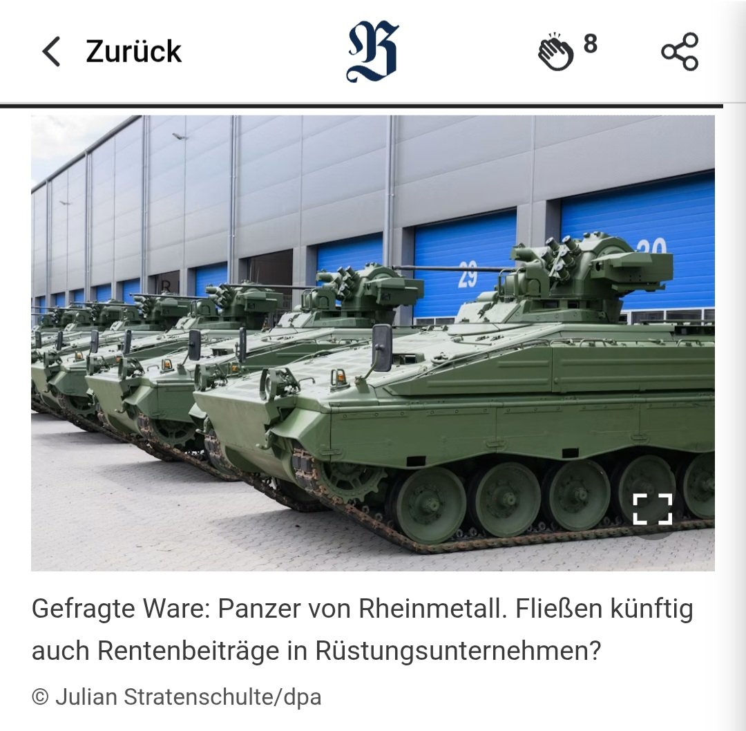 BerndHaake1's tweet photo. Die Berliner Zeitung zeigt auf, dass die 2 % ige Zwangsabgabe auf den Bruttolohn (Kapitalrente) auch in Rüstungsaktien fließen wird. Es sind keine Ausschlusskriterien vorgesehen. So müssen die Menschen selber in Waffen investieren, mit denen sie in den Krieg getrieben werden.
Entschiedener Protest dagegen ist angesagt; auf den Strassen und an den Wahlurnen. (22.06)
#merzmussweg  #lügenfritz