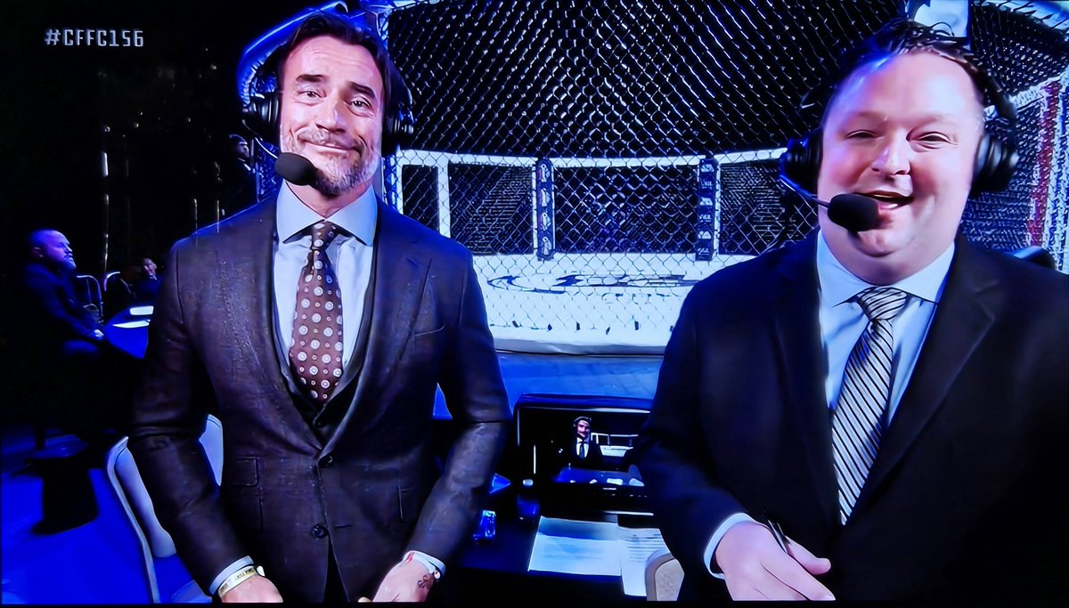 notmakefriends's tweet photo. So good to see/hear these guys together again #cffc156 @cmpunk @JohnMorgan_MMA @CFFCMMA https://t.co/E8ehD7ZIi0