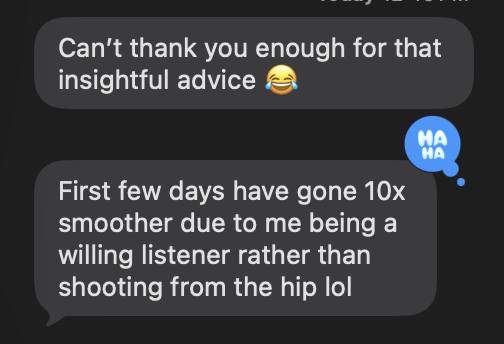robjama's tweet photo. got this text after giving a friend advice before his first week in a new role.

when you start a new role, your first goal isn't to add value it's to not subtract it. aim for zero before you try to be +1. 

trying to +1 before you have the context and understand team dynamics is how you become -1 by accident and -1 is the worst position to start from.

i saw this mistake play out at shopify, and it's one of the lessons that stuck with me.