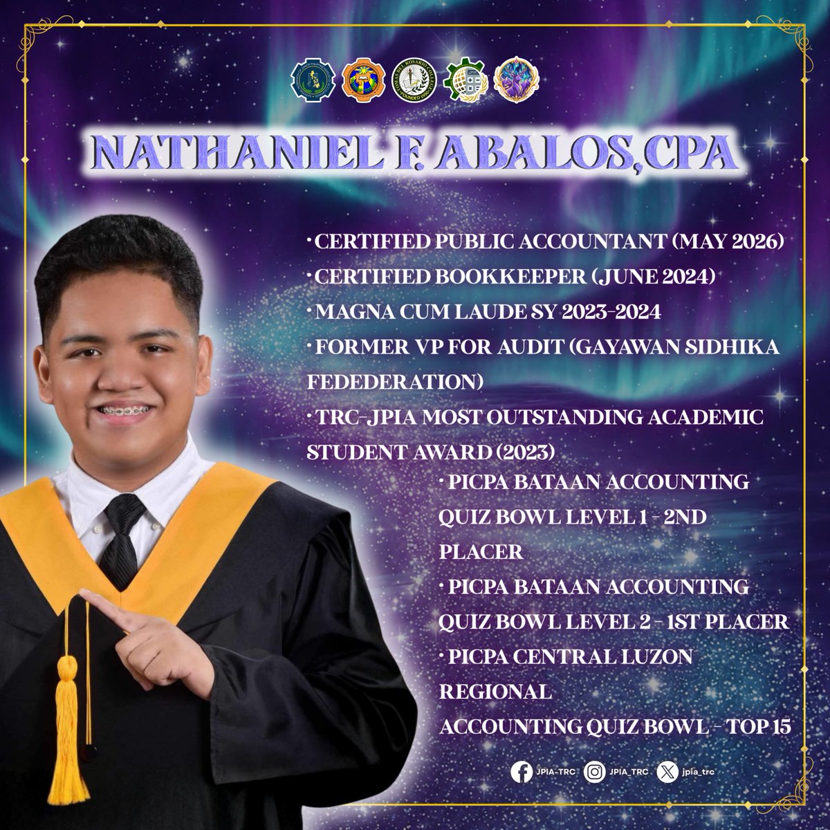 JPIA_TRC's tweet photo. ✨𝐃𝐀𝐘 𝟏: 𝐌𝐄𝐄𝐓 𝐓𝐇𝐄 𝐒𝐏𝐄𝐀𝐊𝐄𝐑 ✨

We are honored to welcome our distinguished speaker, 𝐍𝐀𝐓𝐇𝐀𝐍𝐈𝐄𝐋 𝐅. 𝐀𝐁𝐀𝐋𝐎𝐒, 𝐂𝐏𝐀, who will set the tone for this meaningful learning experience. 🌠🎓

#ASCENDRIAFEDERATION
#JPIATRC2627
#AnnualReviewSession2026 https://t.co/lLD6JA6Zff