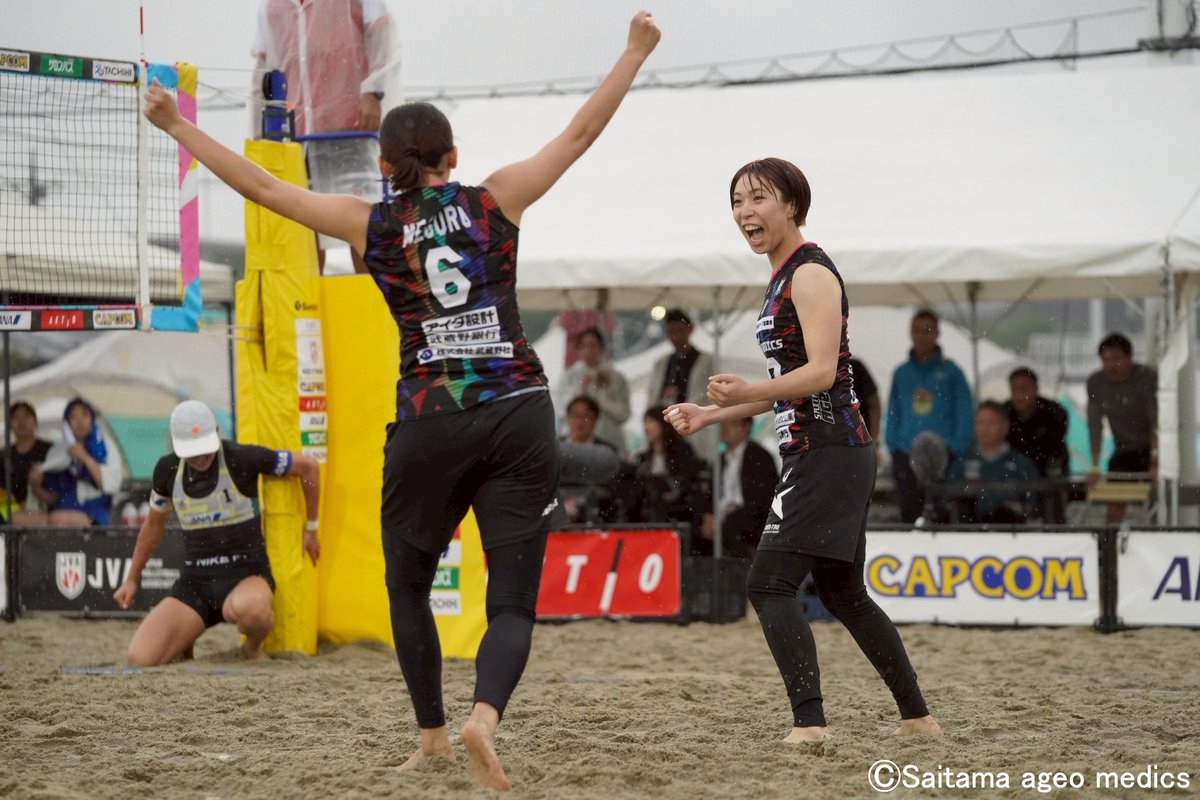 Saitama_AMG's tweet photo. ジャパンビーチバレーボールツアー2026 
第4戦 立川立飛大会 Crown of the beach
女子エキシビションマッチ

#目黒安希 選手・ #鎌田咲希 選手ペアは第6位
#井城青空 選手・ #小山明 選手ペアは第13位で
今大会を終えました。

かまめしペア（サキ・メグ）、
わんぱくペア（メイ・アオ）へ会場での
熱いご声援、ならびに配信での
温かい応援をいただき、
誠にありがとうございました✨️

引き続き埼玉上尾メディックスへのご支援、
ご声援をよろしくお願いします！

#埼玉上尾メディックス 
#大同生命SVリーグ
#バレーボール #svリーグ
#川村建設工業 #埼玉りそな銀行
#武蔵野銀行 #アイダ設計