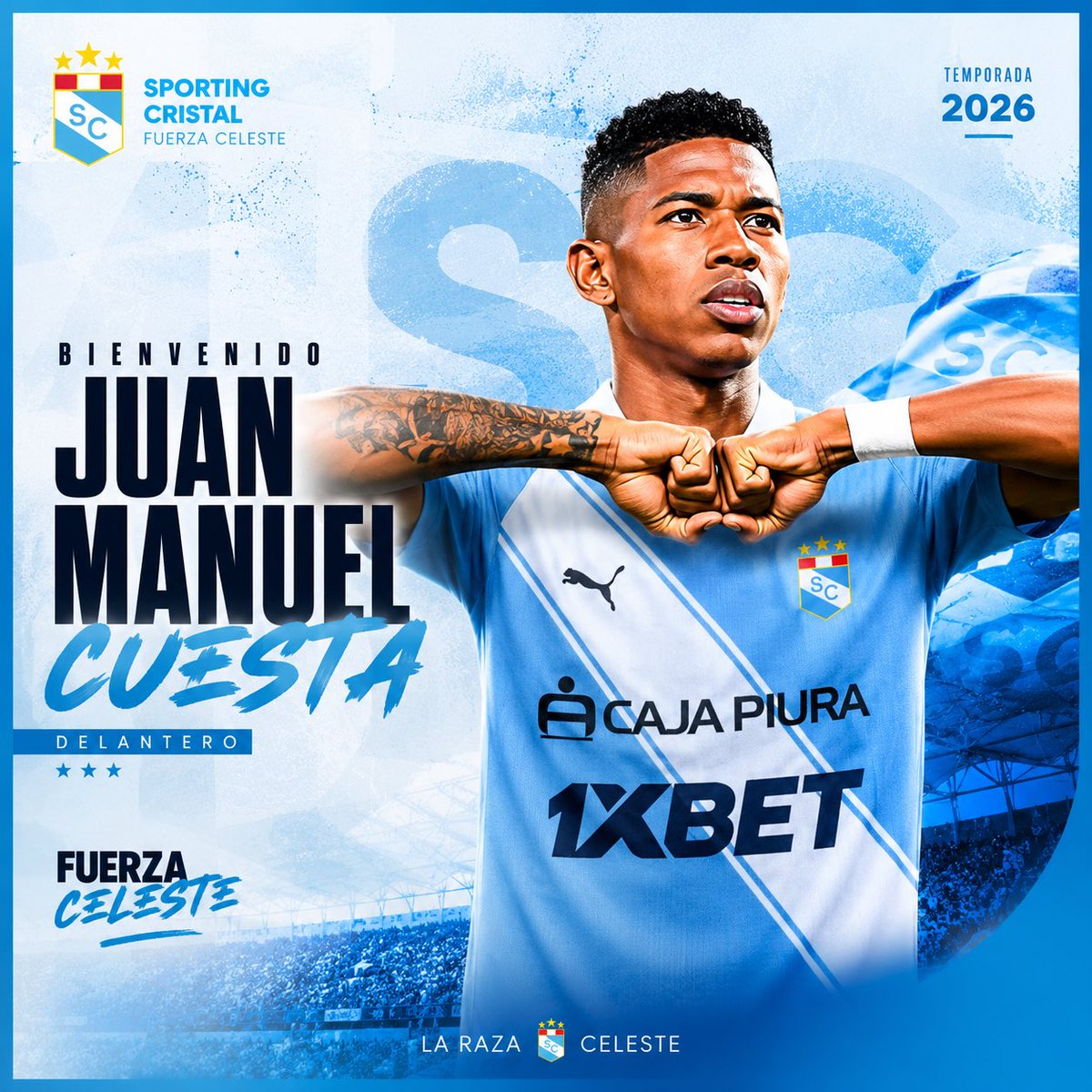 EntreSCelestes's tweet photo. ¡VAN DOS!
Juan Manuel Cuesta nuevo refuerzo de Sporting Cristal.
#entrescelestes #sportingcristal🇵🇪 #fuerzacristal🩵 #juanmanuelcuesta https://t.co/umWVvt5paf