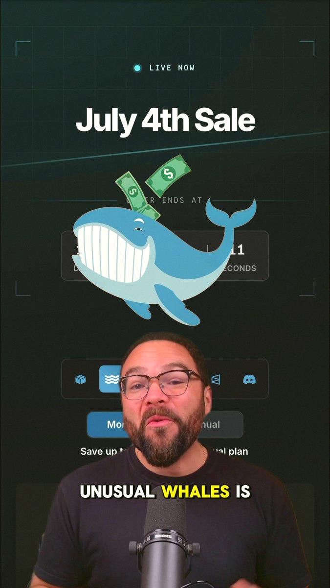 s__i____2's tweet photo. Unusual Whales has a July 4th deal going on right now. 

Save up to 20% off. 

Deal ends July 6th. 

We built tools to help you get through this market. 

Sign up here: https://t.co/LgBUF1XP3I https://t.co/3dNHILedT9