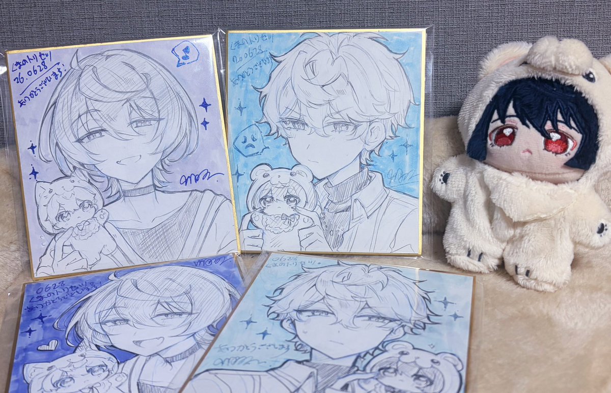 早起きして色紙2枚追加で描きました〜
その場で選ぶと時間のロスになるので色紙狙いの方は欲しい順決めてから来てください〜
とはいえジャンケンで一発で私に勝てるのはなかなかハード高いですけど.. 