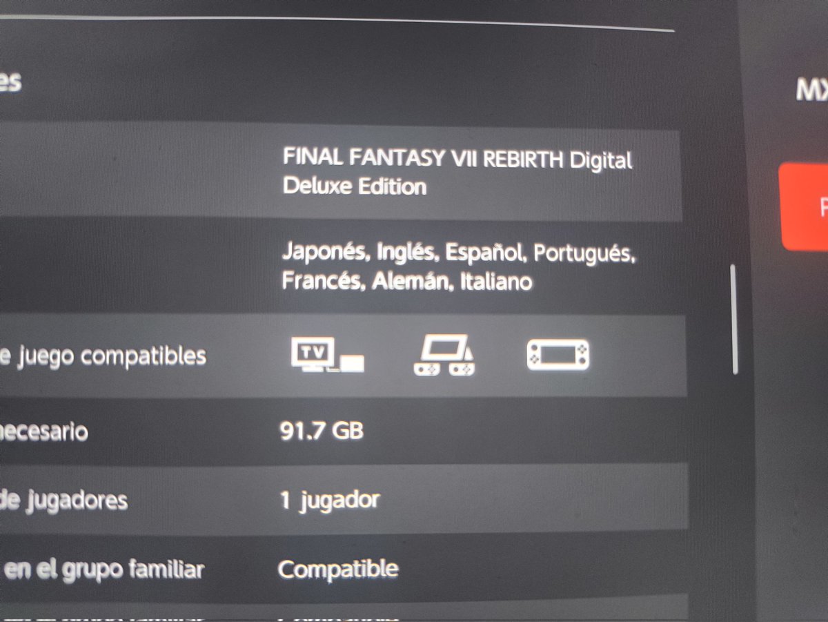 HiKARI0771's tweet photo. @comfygamerok @NWeedle Puessssss. Puede que tengas y no tengas tanta razón (depende de que tan optimizada sea el port), ya que existe un juego que literalmente en Play 5/XBOX pesa 145gb (FFVII Rebirt) y que en Switch 2 pesa 91.7gb y esta bien optimizado (pero si, corriendo a 30fps) https://t.co/SW4iYzNImD