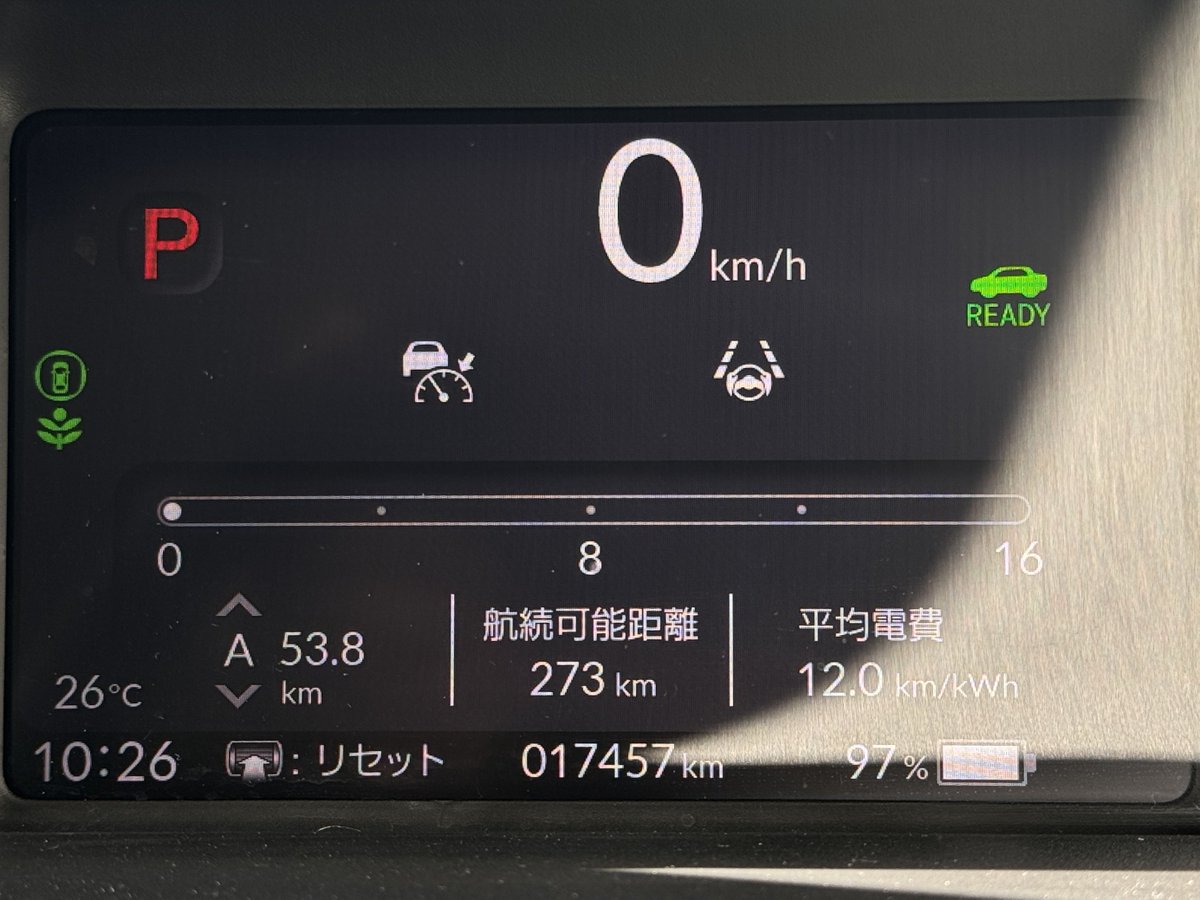 UT18585452's tweet photo. 札幌から苫小牧、電費は12km/kWhと好調。N-ONE e:を充電 #NONEe #充電
＝＝＝＝＝
エコQ電
北海道エネルギー C新開町SS
■利用日時    2026/06/27 09:55:12
■充電時間    0時間30分
■ご利用電力量    9.19kWh
■サービス利用料金 500 円
＝＝＝＝＝
60%→97%、航続距離は273km https://t.co/pqUrpVOi7r