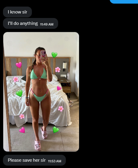 makingcuckssub's tweet photo. Humiliation post: This cuck @GoonCucksSend has been dming me nonstop for days. At work, at home, at 3am. He is obsessed with his irl and wants me to blackmail him. I wont actually do it, but I do follow her on insta now (she followed me back!). Every time he asks, he sends me more pics of her and begs me to enjoy her and keep him denied. What a loser.
