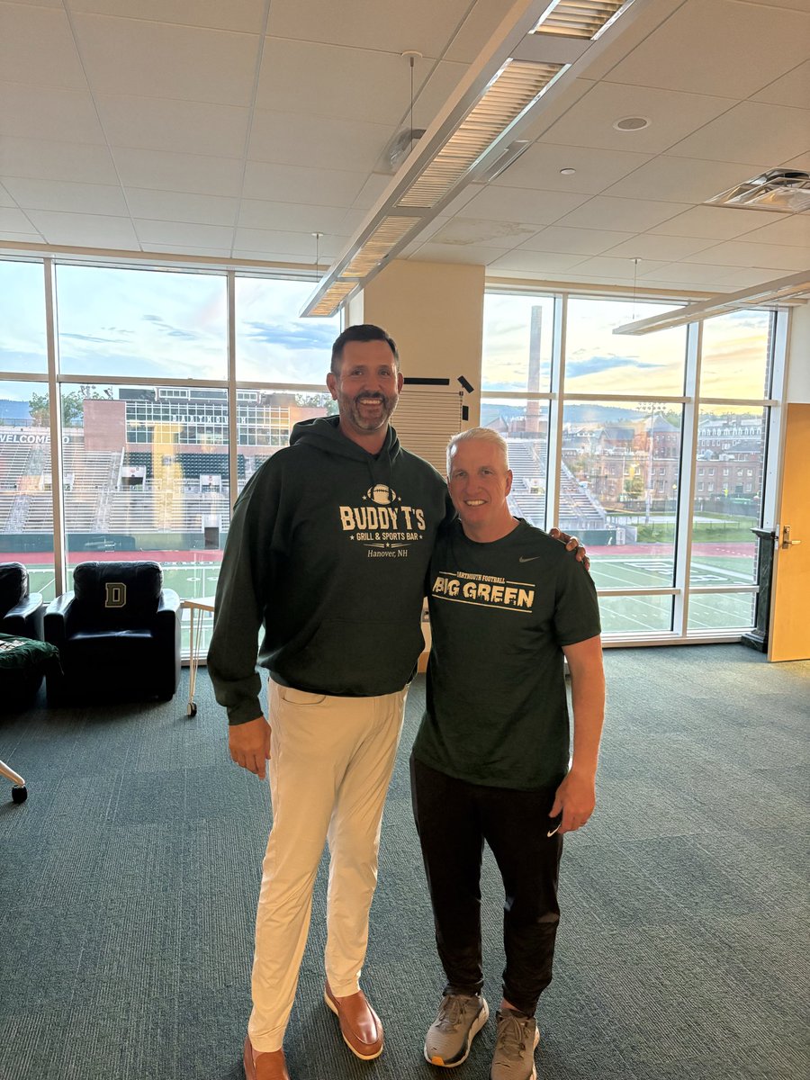 mikep7172's tweet photo. One of those moments you don't take for granted—taking my son to Dartmouth College to compete at their camp tomorrow, and catching up with an old friend, Head Coach Sam McCorkle. Football keeps giving back. Looking forward to seeing what tomorrow brings!
@Coach_McCorkle 
@DartmouthFTBL 
@PearsonMit1407 
@ArmwoodFTBL