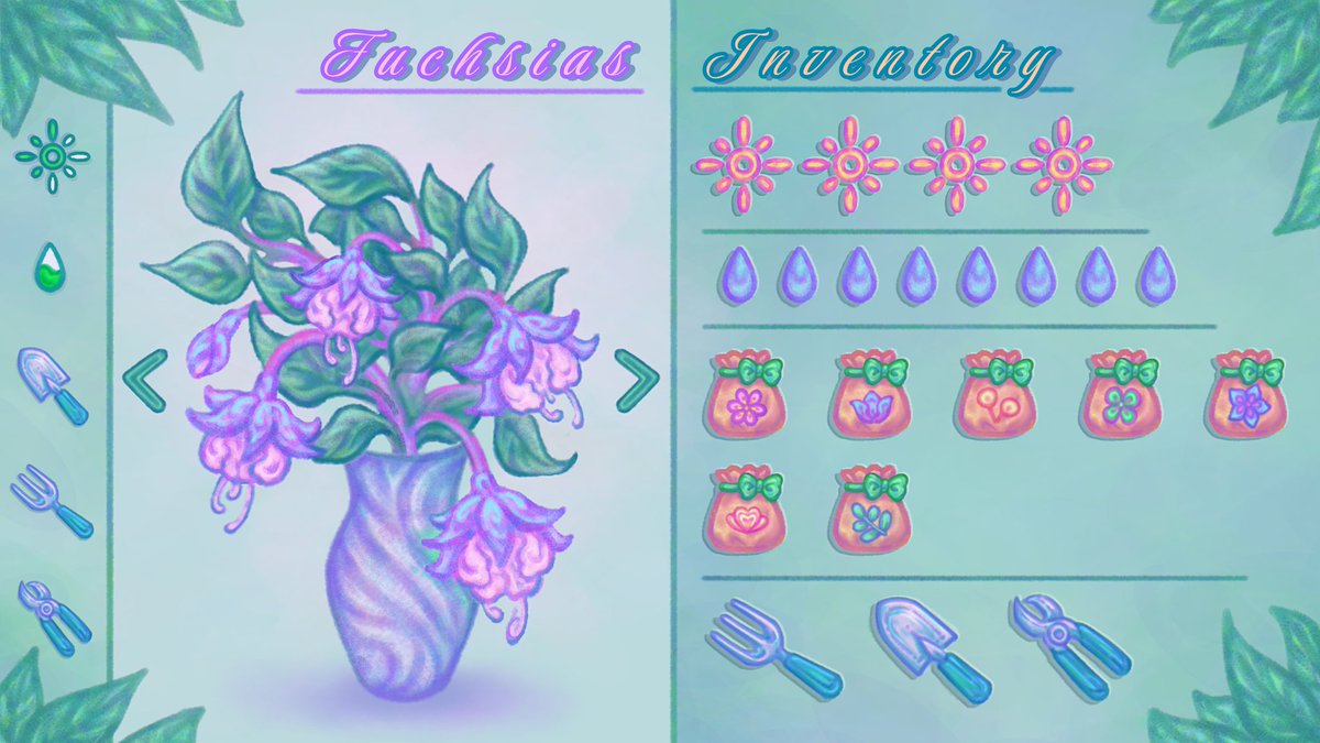ChiIllust's tweet photo. I forgot to post that I made a game visual concept design before so I'm posting it nowTvT 
It's a puzzle visual novel game concept that I created💖 

#indiegame #game #gamedesign #gamedevelopment #visualnovel #Assignment #indieanime #plants #PuzzleGame #artmoots #smallartist https://t.co/2MQgDli4ZW