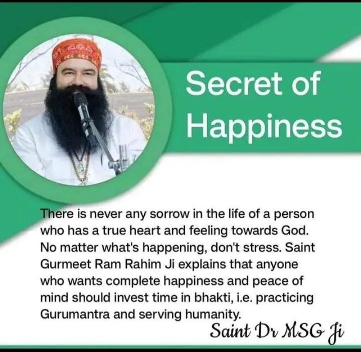 jituinsan55's tweet photo. Worldy things satisfy only physical sense but can't gives the inner fulfillment.Saint Gurmeet Ram Rahim Ji says that inner peace thrives through simplicity, Meditation &amp; building self awareness.Through this #SecretOfHappiness,we naturally move closer to a happy &amp; peaceful life https://t.co/YapmcmudPI