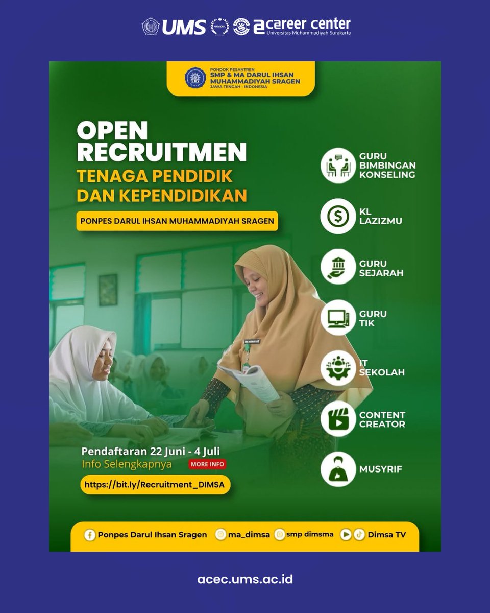 ums_acec's tweet photo. Loker Ponpes Darul Ihsan Muhammadiyah Sragen
https://t.co/darZrfXxvt https://t.co/ItzvQM3NyD