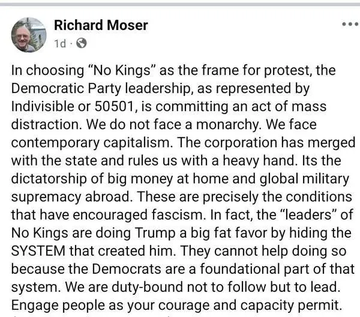 grumpyoldmn65's tweet photo. "No Kings Day" did not Serve "Democracy" It Served Capitalism No Kings Parades have nothing to do with "Democracy or actual "Kings" The No Kings Parades are about preserving Liberalism and Capitalism They are Corporate Parades Organized by 50501, a branch of the DNC  #OldSchoolRuhle #PsakiAttack #AOCs