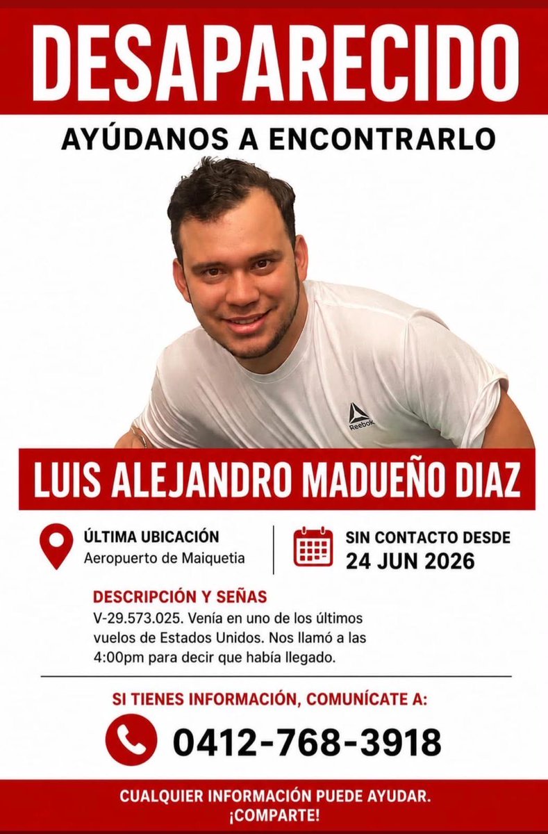 virtually_mar's tweet photo. Ayuden a difundir por favor. Es el hijo de una amiga. Llegó en el vuelo 164 de Estados Unidos El 24/06 y se encuentra desaparecido https://t.co/DpZK6EEpjK