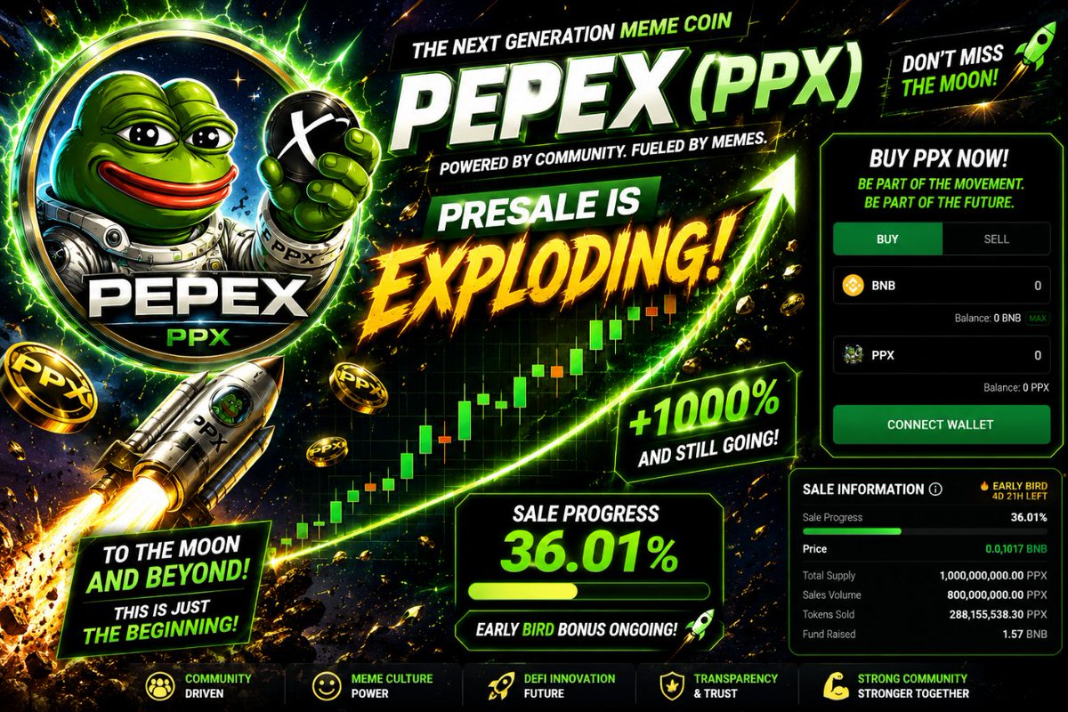 CryptoX_UNX's tweet photo. 🐸 PEPEX (PPX) Presale is Exploding! 🚀

Join the momentum before the next stage.

#UNX $UNX #PEPEX #PEPE #UnchainX #BNBChain #DeFi #MemeCoin #Crypto #Cryptocurrency #Web3 #Community #Blockchain #Altcoin #ToTheMoon #CryptoCommunity https://t.co/4B6UjIPkAr