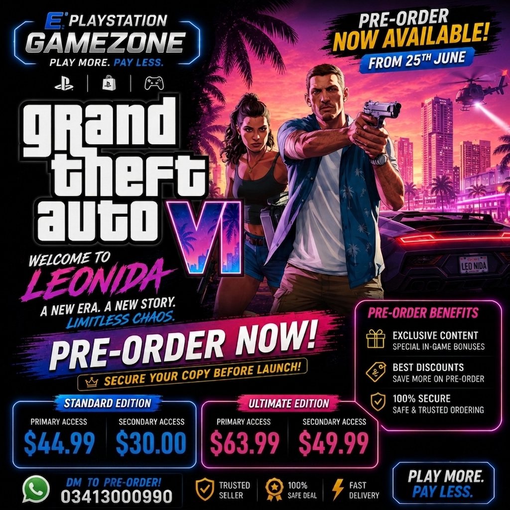 SMEsmailAli's tweet photo. @younweb3 @prodigeonweb3 Anyone wants GTA VI Pre Order for cheap contact Us https://t.co/rIHPkzYybX