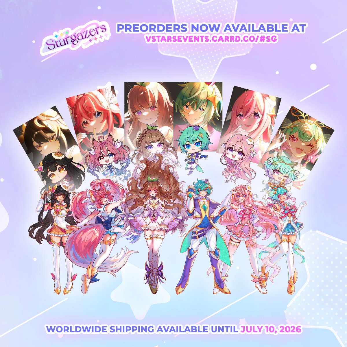 VStarsEvents's tweet photo. 【✨ 𝑺𝒕𝒂𝒓𝒈𝒂𝒛𝒆𝒓𝒔 𝑴𝒆𝒓𝒄𝒉 𝑷𝒓𝒆𝒐𝒓𝒅𝒆𝒓 🌟】

💫 Answer the call of the stars! Stargazers limited merchandise preorders are now OPEN until 𝐉𝐮𝐥𝐲 𝟏𝟎! Don't miss your chance to bring a little starlight home!⭐

🛍️: https://t.co/grzWclSR6K
#VStarsEvents https://t.co/lxdmOVZiAc