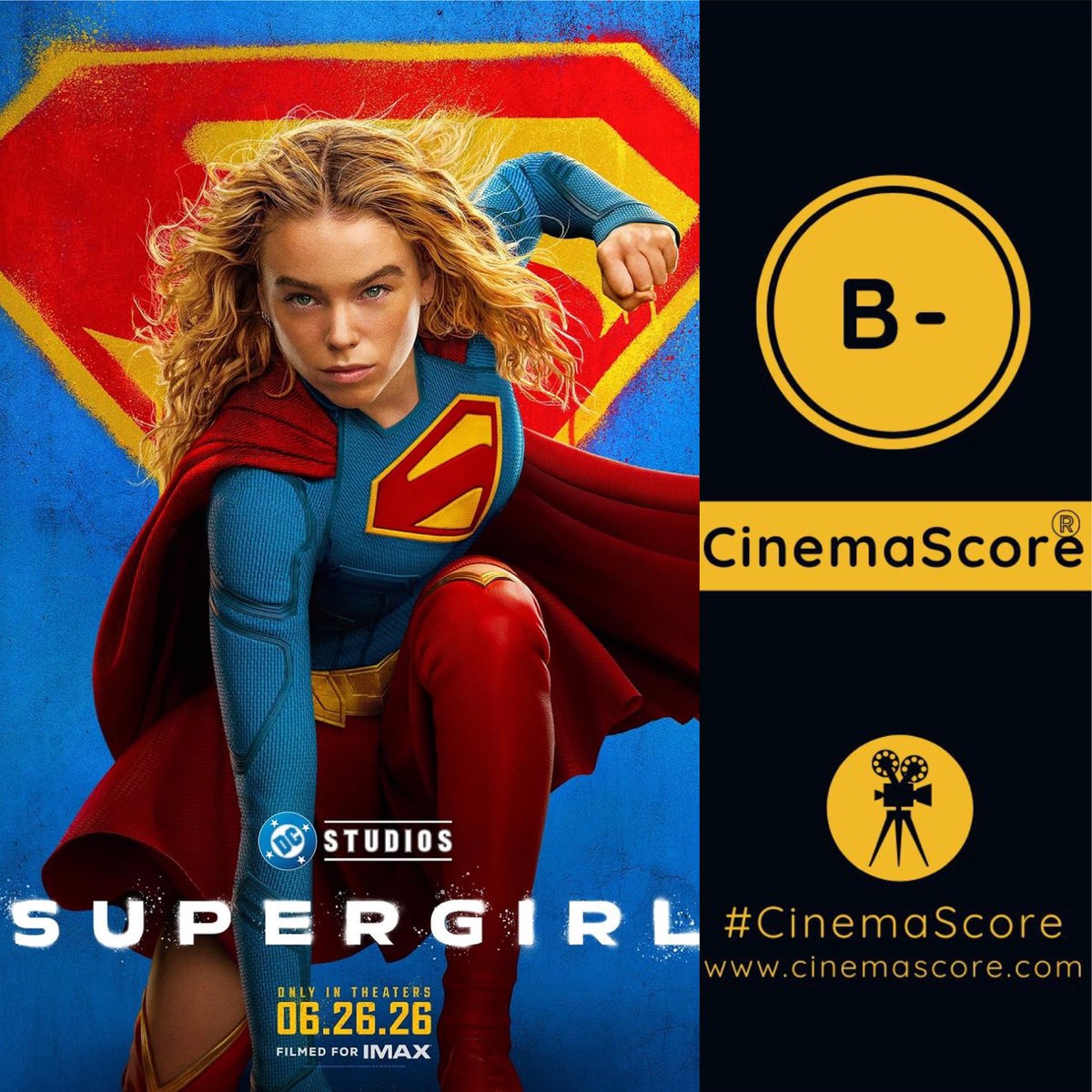 Luiz_Fernando_J's tweet photo. Audiences have spoken!!! #2
And they won’t come to #SUPERGIRL’s rescue, as the #DCU film starring #MillyAlcock & #JasonMomoa received a troubling B- #CinemaScore from moviegoers, a first for DC Films, terrible for PG-13 blockbusters & on par with disasters such as #CaptainAmericaBraveNewWorld & #DarkPhoenix’s B-
And even below CBMs such as #BatmanvSuperman, #TheMarvels, #TheFlash, #Eternals, #Quantumania, #Aquaman2, #Catwoman, #Elektra, #Bloodshot & #GreenLantern’s B.

Not good for #BoxOffice legs, that’s for sure!

Compared to other DC films:

Under:
#ManOfSteel, #Aquaman,  #TheBatman, #SUPERMAN’s A-

#WonderWoman & #Shazam’s A

#SupermanReturns, #SuicideSquad, #BirdsOfPrey, #WW84, #Joker, #TheSuicideSquad, #BlackAdam, #BlueBeetle, #Shazam2’s B+

#TheFlash, #AquamanAndTheLostKingdom & #BatmanvSuperman’s B

Above:
#Superman4’s C

#JokerFolieADeux D