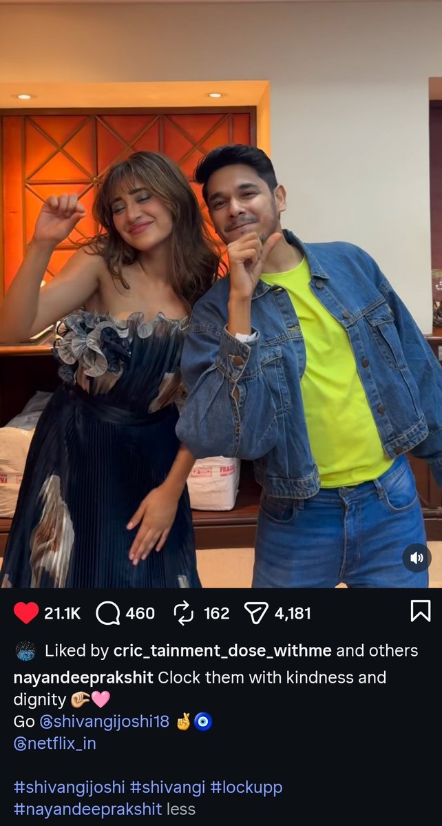 sanely7307's tweet photo. @NayandipRakshit shutting all the haters who think shivangi would be boring in a reality show
He met shivangi at the premiere of #Lockupp2 &amp; instantly connected with her &amp; is supporting her 
#ShivangiJoshi #Shivangians https://t.co/IeB61hEoID