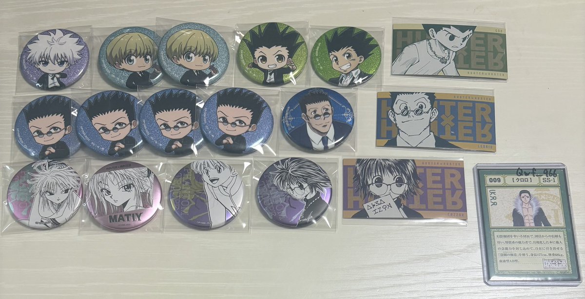 Qwf_966's tweet photo. 【交換/譲渡】HUNTER×HUNTER ハンターハンター コレクション缶バッジ アニアート イタジャガ ユニアリ カードコレクション

譲/画像

求/希望額＋送料

✧お支払いはPayPayのみ
✧纏めての方優先

検索からでもお気軽にお声がけ下さい🙇‍♀️ https://t.co/UUpDQUc205