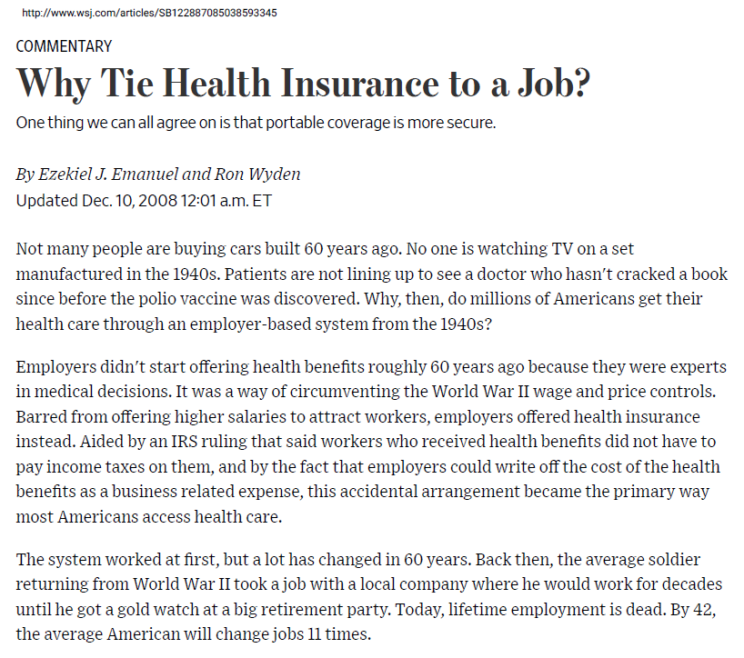 mgtrdn's tweet photo. @RonWyden You know how to fix it - kill employer provided HI, make HI portable - you published the recipe in 2008 in WSJ https://t.co/XLcbJ5S5kK
