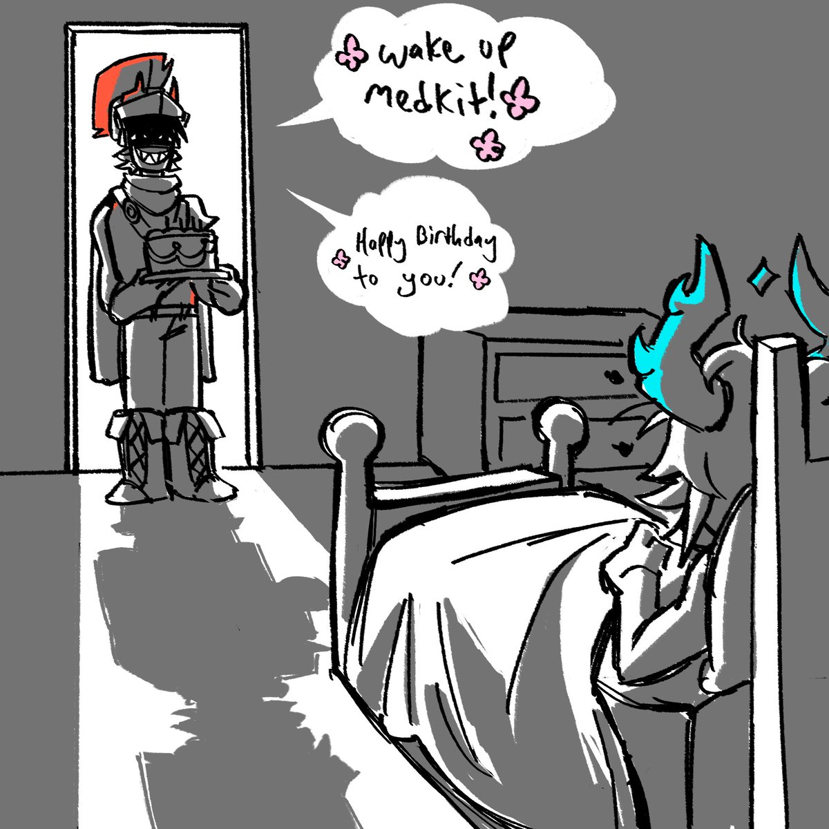 beachblu3s's tweet photo. He accidentally traumatized Medkit with his excitement on his birthday 😭 #medkitphighting #phightingart https://t.co/3NB5f4caJV