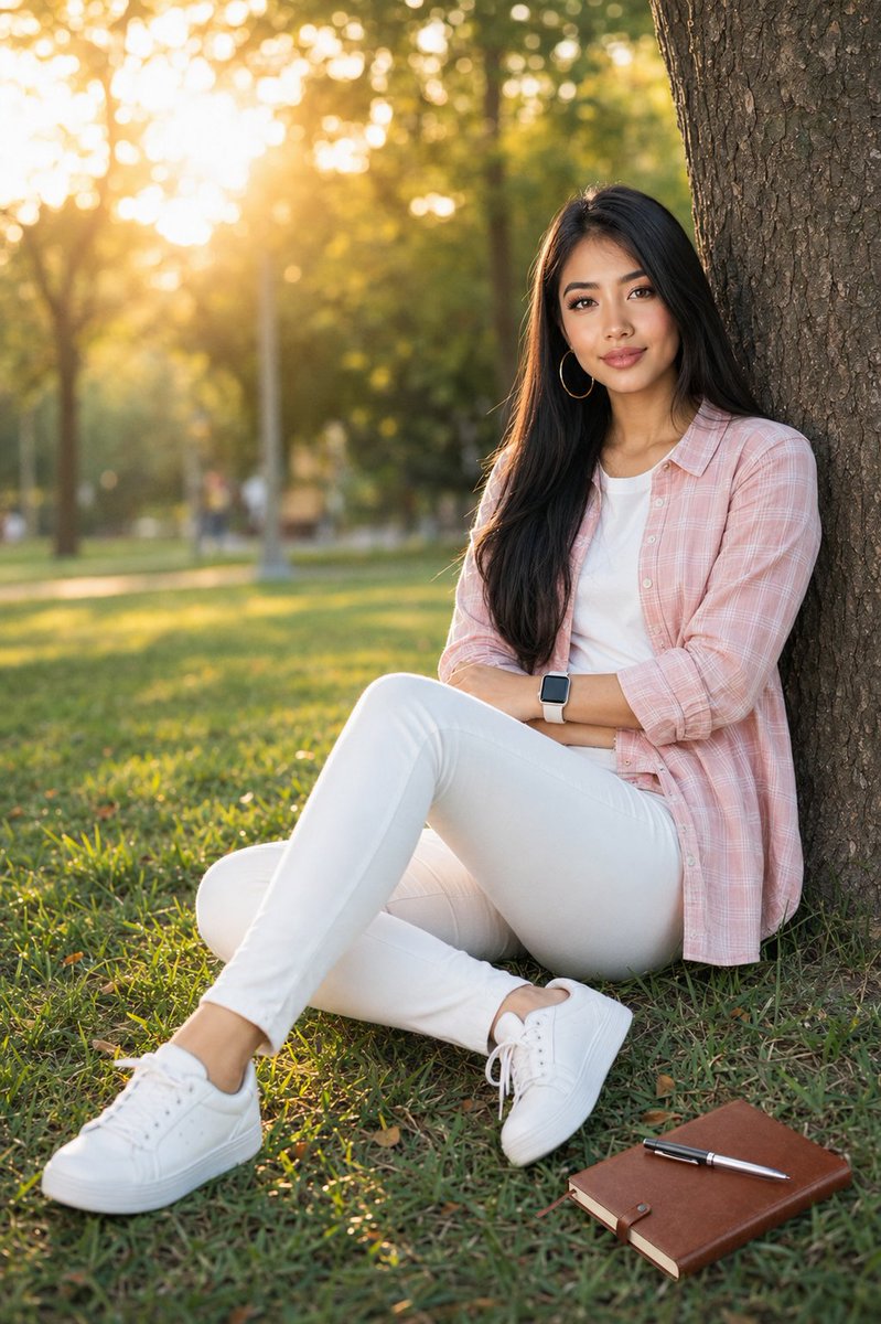 Sunlit Park Golden Hour Portrait