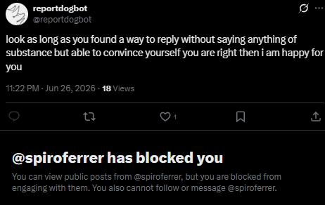 goodbyeukr's tweet photo. @reportdogbot @spiroferrer sorry i was trying to be nice but it seems like all i did was make you feel like the petulant retarded child you know yourself to be. https://t.co/dyT820bFB9