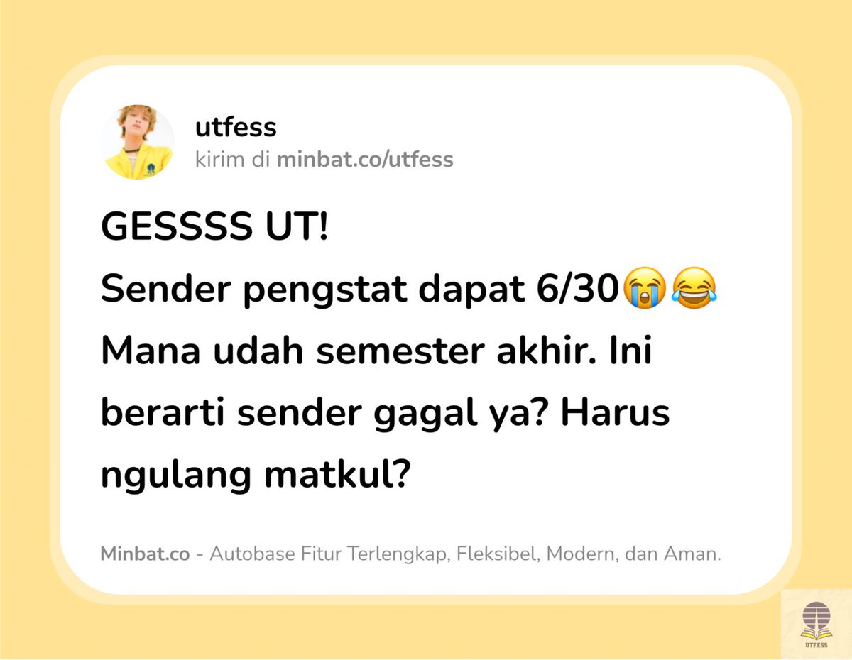 utfess's tweet photo. Tolong bantu jawab ut!
Terima kasih https://t.co/uuhCJ1g53Y