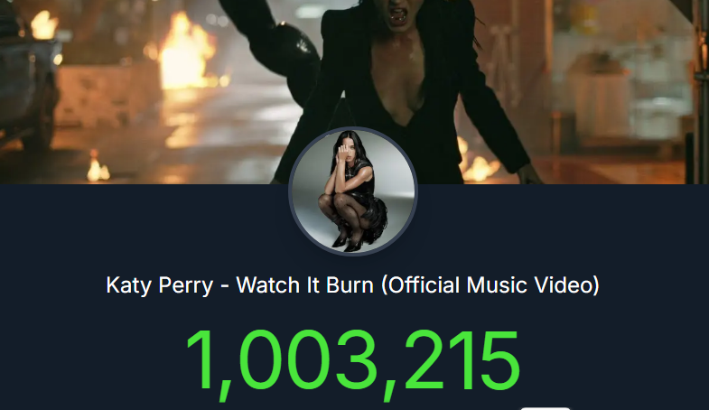 katyperryinfoo's tweet photo. The music video for "Watch It Burn" hits 1 million views on YouTube. https://t.co/aIzpAusy8x