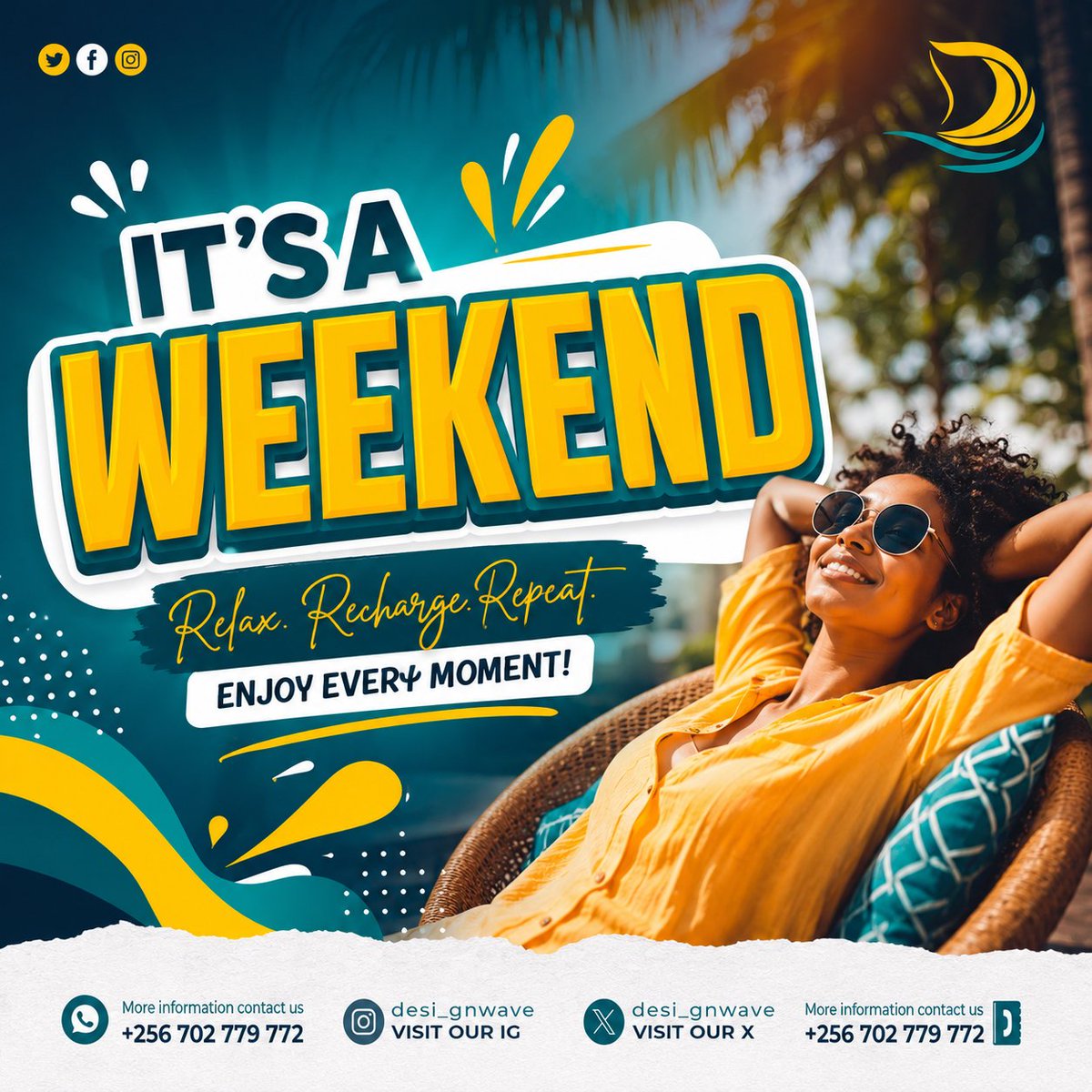 Design_wave_'s tweet photo. The weekend is finally here time to relax, recharge, and create unforgettable memories. Whether you're traveling, spending time with family, or simply taking a well-deserved break, make every moment count.

At Design Wave, we wish you a joyful, peaceful, and inspiring weekend. https://t.co/Z85PpuYiHq