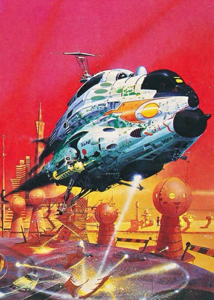 fabiaschi's tweet photo. Art from 1974 to 1980 by British artist and illustrator Peter Andrew Jones from his book Solar Wind (Dragons World / Paper Tiger, 1980) https://t.co/lA26CiVk4z
