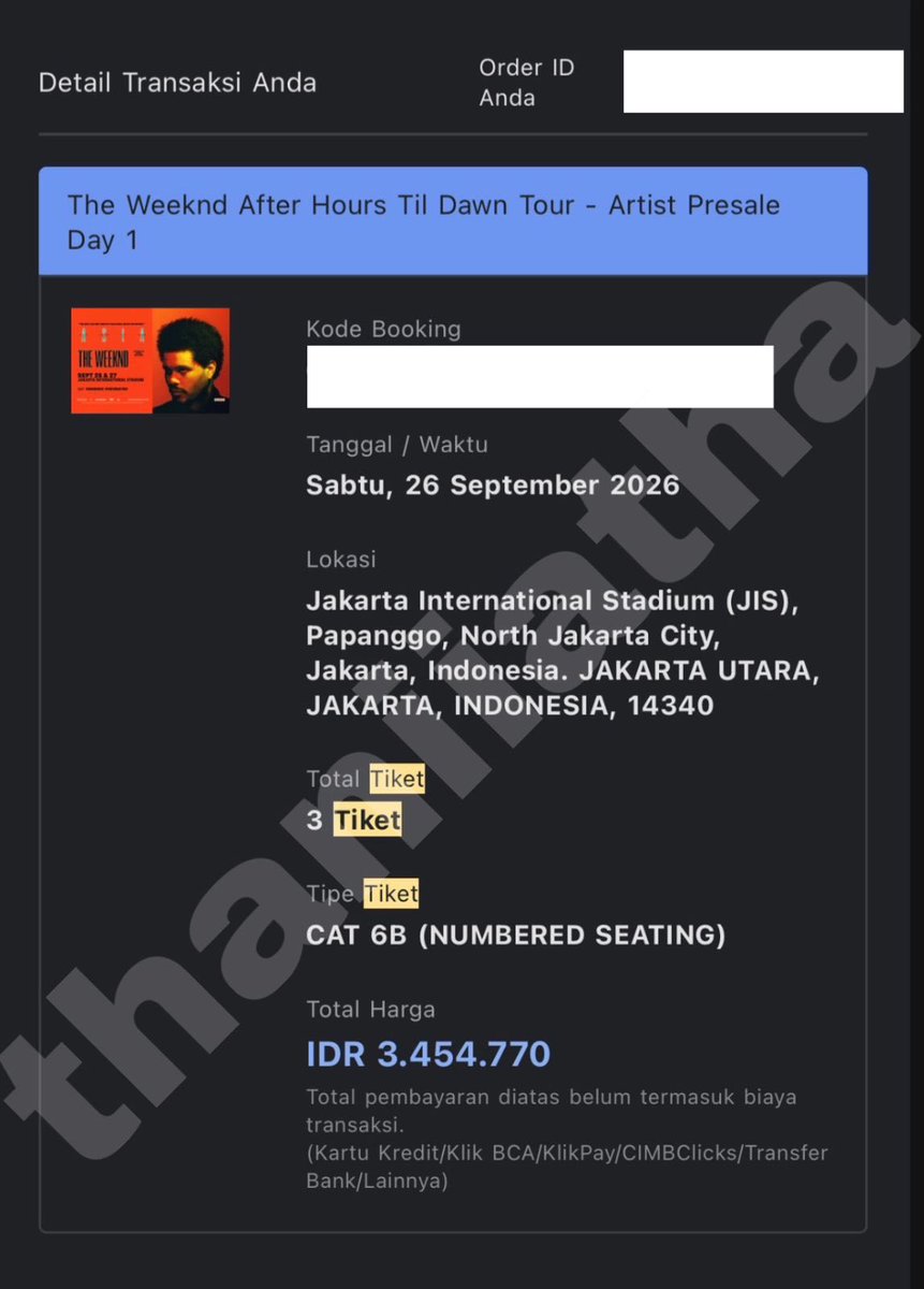 notdeeta's tweet photo. WTS tiket the weeknd day 1
- CAT 6B (3 tiket)
- CAT 4B (1 tiket)

Jual krn udah upgrade seat
Price = original price
DM for more info

🏷️ ticket konser the weeknd jakarta https://t.co/O89GZ8SwMf