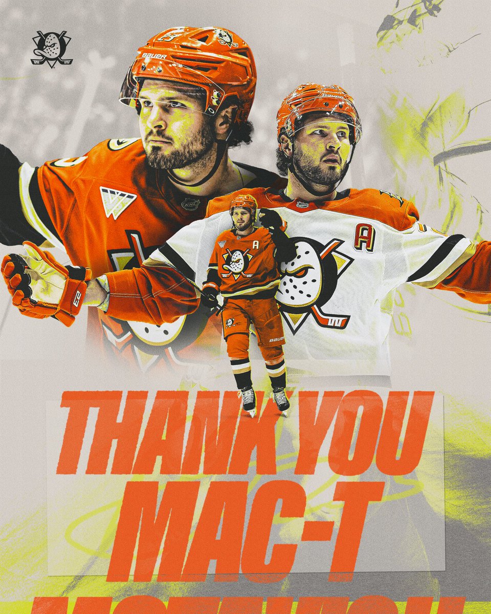 AnaheimDucks's tweet photo. A great teammate who brought it every game. Thank you for everything, Mac, and best of luck in St. Louis. 🧡 https://t.co/hXBPe3x8eg