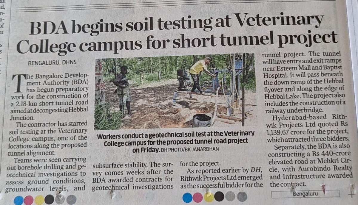 RishvanjasR's tweet photo. What I warned of last month, is happening. As per today’s DH, they’re going ahead with the short tunnel, cutting through the last green space in the Hebbal region, all without a scientific impact report. What do we do about this, Bengaluru? https://t.co/jXiMQLWVJs