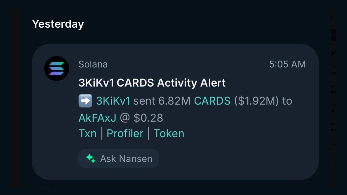 FabianoSolana's tweet photo. Arthur Hayes (@CryptoHayes) strikes again:

1. Teases to shill a "shitcoin"
2. Hayes' family office fund predicts solana:CARDSccUMFKoPRZxt5vt3ksUbxEFEcnZ3H2pd3dKxYjp  to $4
3. Sends $2M in solana:CARDSccUMFKoPRZxt5vt3ksUbxEFEcnZ3H2pd3dKxYjp to a market maker
4. solana:CARDSccUMFKoPRZxt5vt3ksUbxEFEcnZ3H2pd3dKxYjp drops 15%