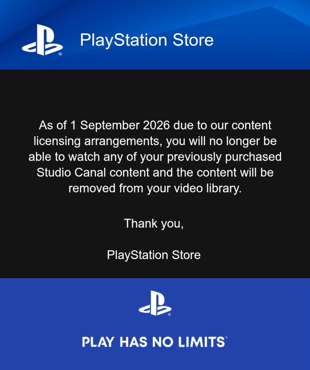 RinoTheBouncer's tweet photo. PlayStation is removing +500 purchased movies from customers’ accounts🚀

✅Films like Terminator 2 & Rambo, Apocalypse Now, Hot Fuzz, and Moonlight

✅This is due to a licensing deal end

(Now do you see why physical media is more relevant than ever? We should be calling for clear full permanent ownership of what we buy, because buying a “license” that can be “revoked at any time for any reason without compensation” is not ownership, it’s a glorified rental)