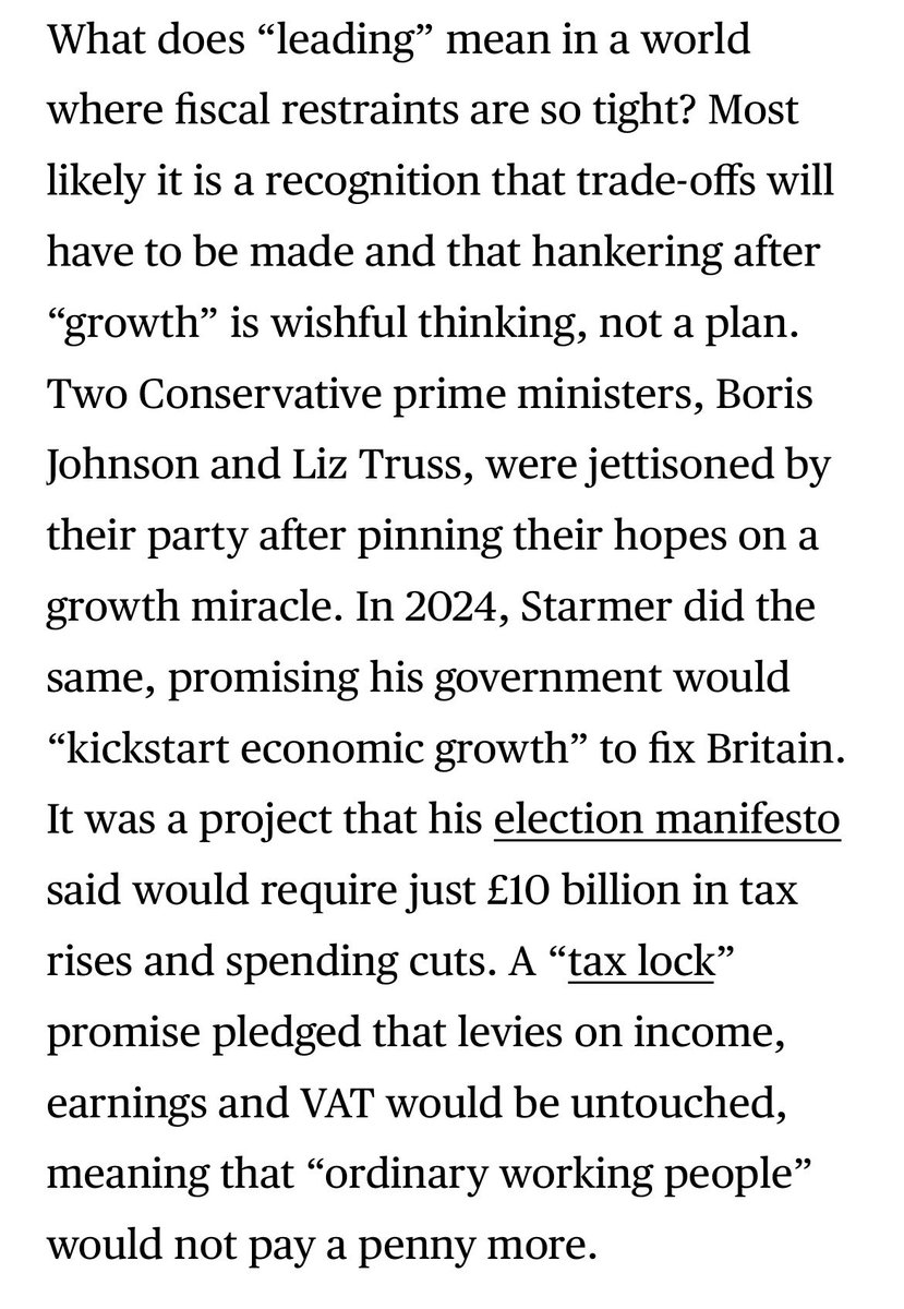PhilAldrick's tweet photo. What does it take to survive as British PM? Two things for a start. Be honest that the UK has not been living within its  means: trade-offs must be made, sacred cows slain. Don’t say growth will rescue us. It may, but that would be more luck than design. 
https://t.co/X2ySGWu6SE https://t.co/qnOg1gd0Tk