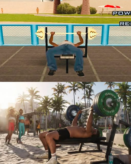 _GTAVI_'s tweet photo. GTA 6 (2026) Vs GTA San Andreas (2004) at the gym

22 Years Apart https://t.co/38xi8Lj5Kb