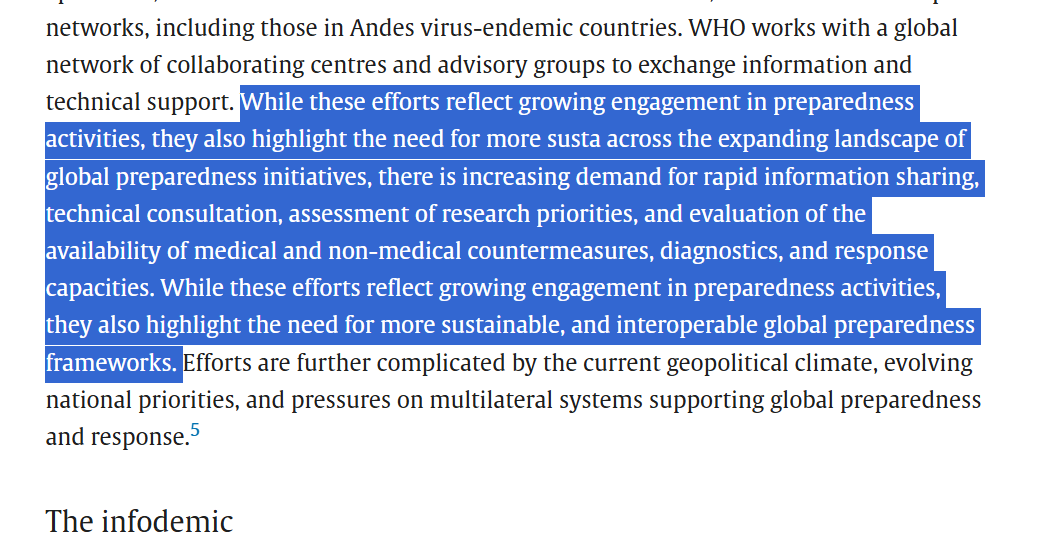 TrueInfections's tweet photo. Do the @TheLancet editors read the papers they publish? From the fractured sentence in Andes Virus on a Cruise Ship, what it Tells us About the Global Pandemic Preparedness Agenda the answer seems to be "No". For starters, "susta" isn't a word. 
https://t.co/NKUfO6jvVn

#Journals https://t.co/8epaQ9unrP
