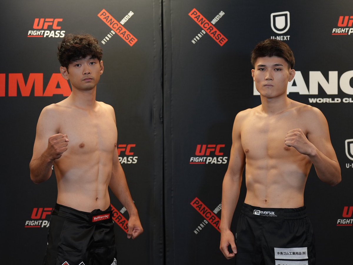 _PANCRASE_'s tweet photo. 🔥PANCRASE 363🔥
📣計量結果⚖️
第5試合　ライト級5分3R
🟥下山楓人　69.95kg
🟦宮本 樹　70.75kg
#pancrase363
🗓️6月28日(日)
🏟️ニューピアホール
▶️@UNEXT_fight  &amp; @UFCFightPass https://t.co/0FidmXmhnM