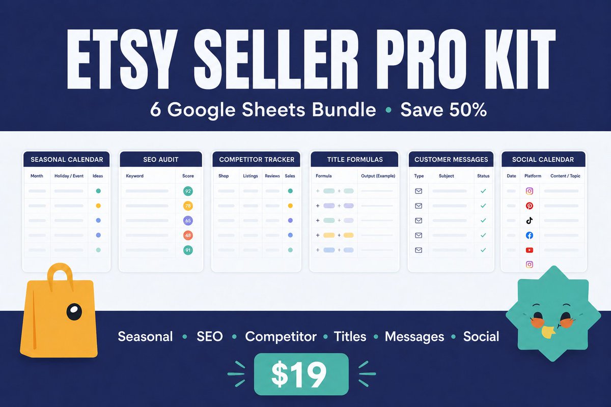 GrongMin65514's tweet photo. Free Chrome extension for Etsy sellers 🧰

→ Title length counter (140 chars)
→ Tag tips on every listing page
→ Links to our Google Sheets toolkit

Install free (load in Chrome) + Starter Kit from $9
https://t.co/N7B5dVqfFq https://t.co/dwMgL1xoWT