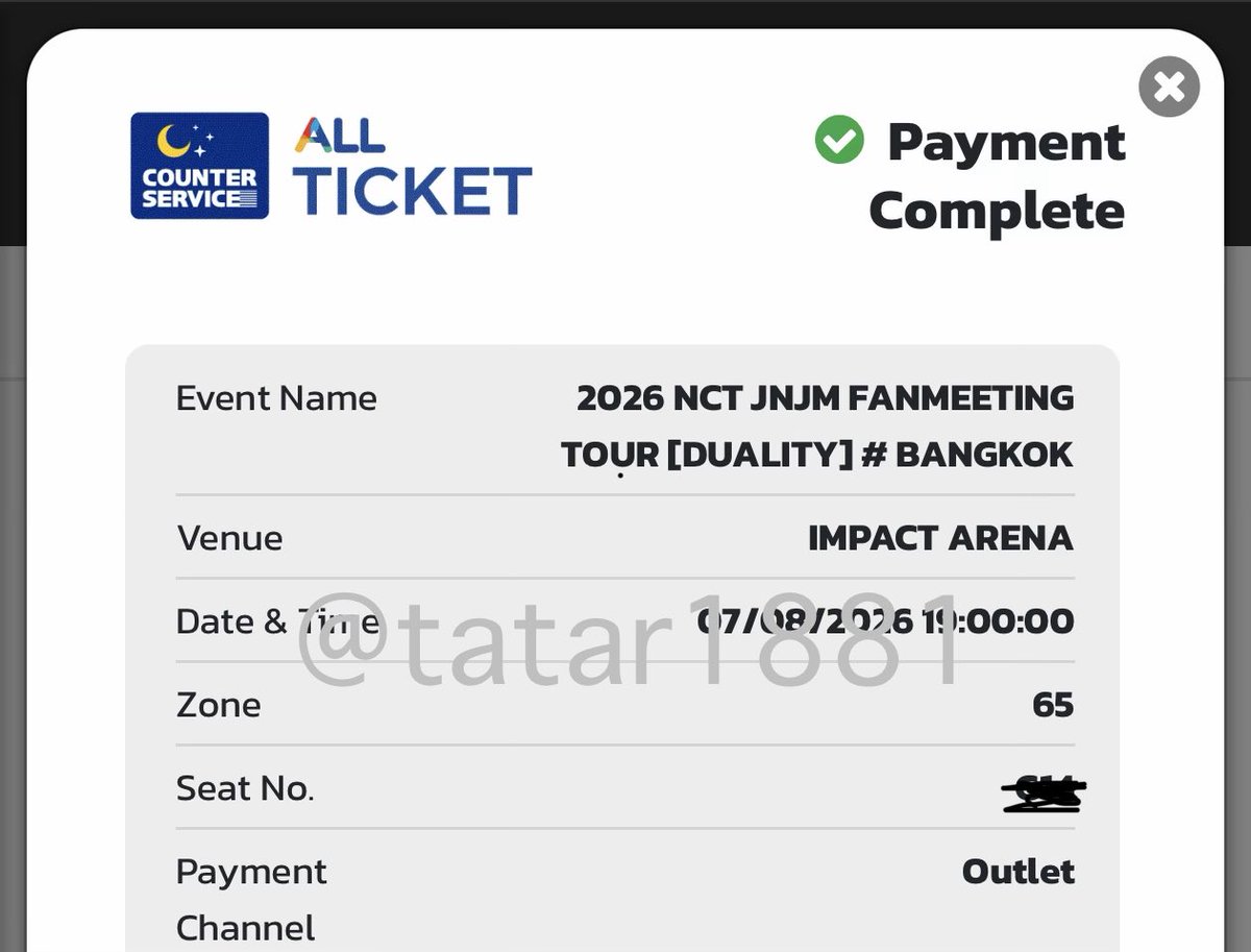 Tatar1881's tweet photo. 🙌🏻 ขายบัตร JNJM ศุกร์ 7/8 

โซน 65  แถว G 6,000 1 ใบ
+ ค่ากด 600 

นัดรับ BTS , MRT , สยาม /เซ็นทรัลลาดพร้าว
หรือให้เอกสารมอบอำนาจไปรับบัตรเองได้เลยค่า 

#ตลาดนัดnct #ตลาดนัดnctdream
 #NCTJNJM_FANMEETING_TOUR
#NCTJNJM_FANMEETING_TOUR_DUALITY https://t.co/UdwVawcxQg