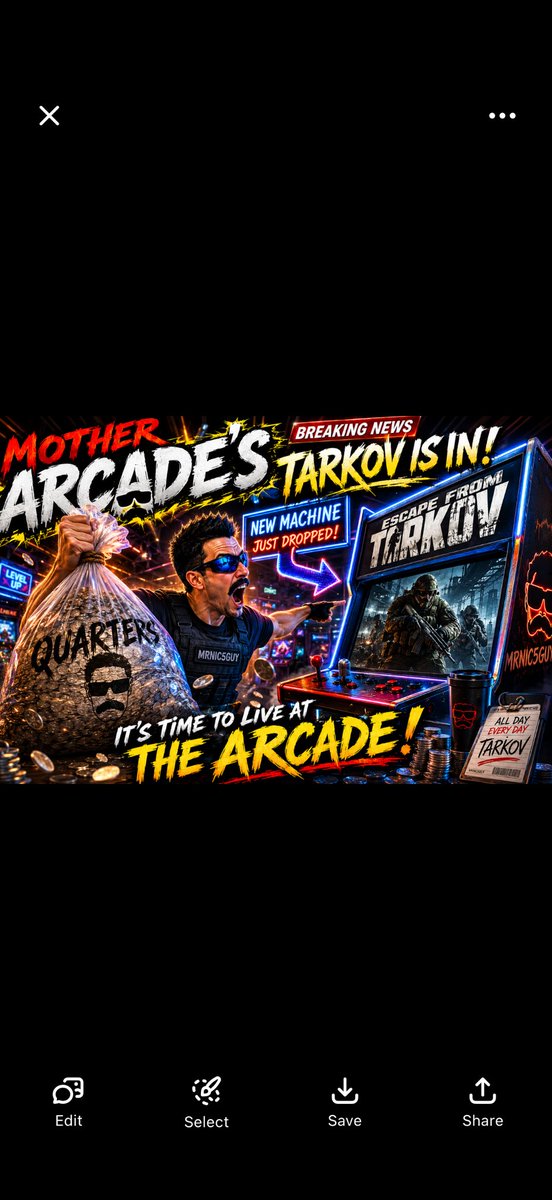 Mrnic5guy's tweet photo. Mother arcade Tarkov is in, thee arcade! 

How come you ran  I ran too but they get no boom cus we do like we did when we took a 777 to sadom Insain no no clearance for you I’m taking over this arcade soon I swear I’ll be back this isn’t enough quarters @DrDisrespect https://t.co/DmUSlcZe12
