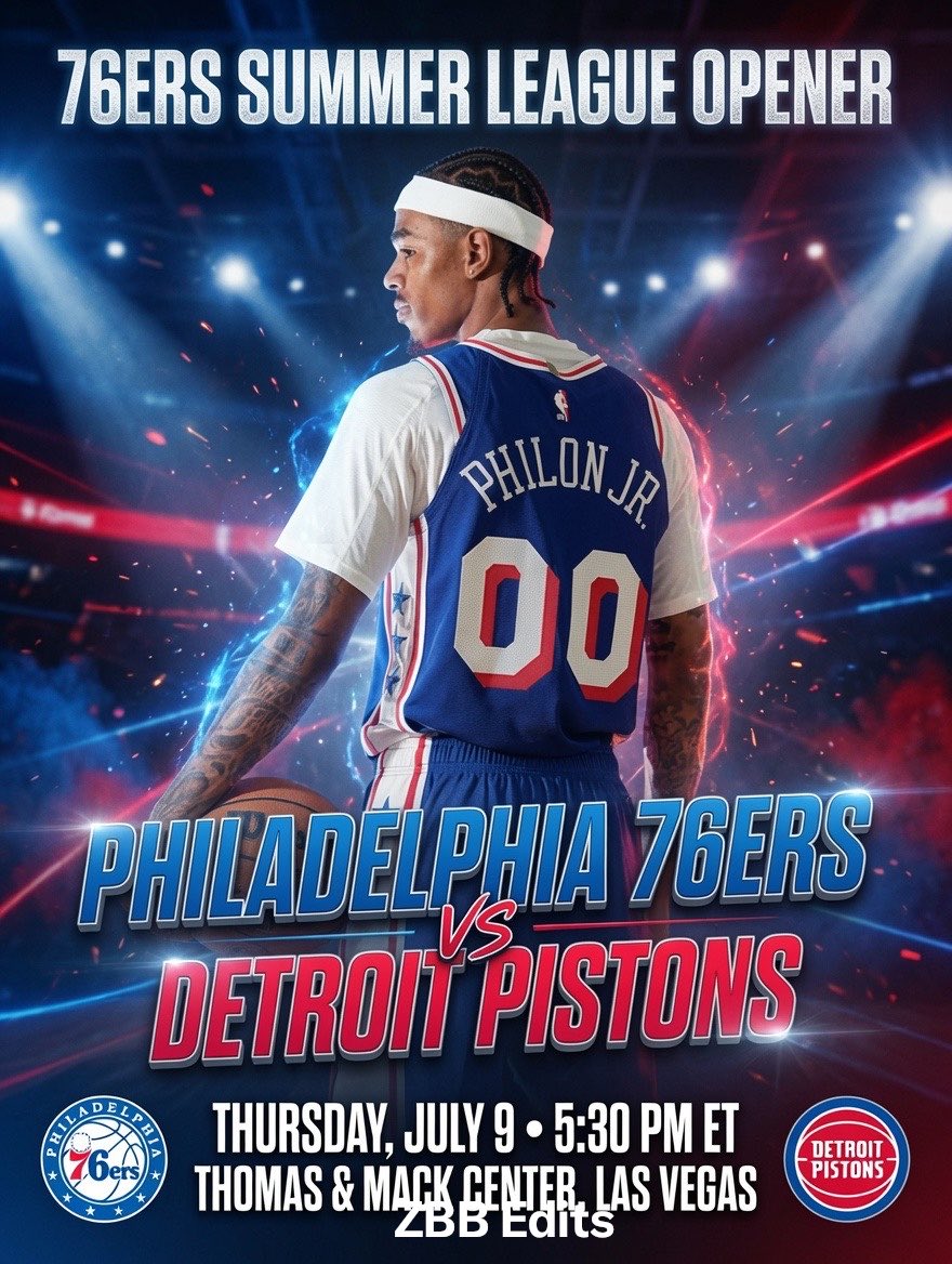 ZabienBrownBurn's tweet photo. Labaron Philon’s NBA debut game is here! 🏀
Philon Jr. &amp; the Sixers kick off Summer League vs. the Pistons 
Thursday, July 9 at 5:30 PM ET in Las Vegas. 🔥 #Sixers #PhilonJr #NBASummerLeague https://t.co/7iGTmvepBu