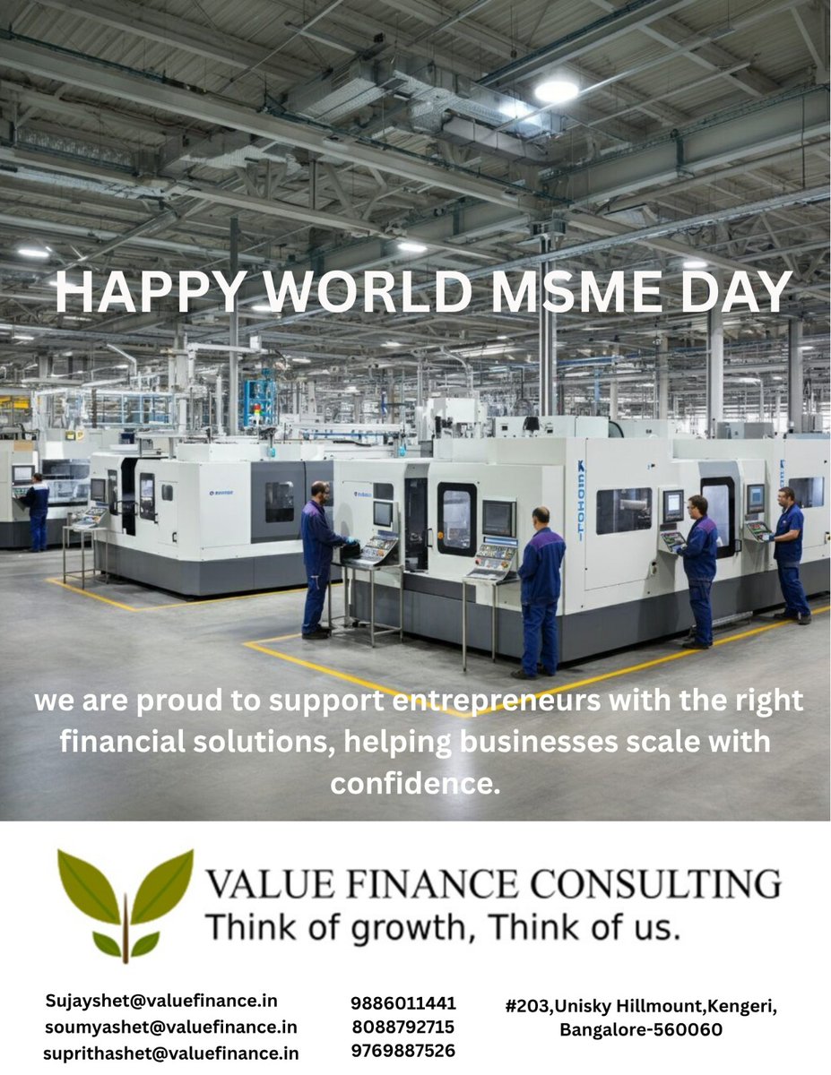 ValueFinance's tweet photo. At Value Finance Consulting, we are proud to support entrepreneurs with the right financial solutions, helping businesses scale with confidence
#MSME #MSMEday #valuefinance #valuefinanceconsulting #MSME2026 https://t.co/mgDLpOEuEi