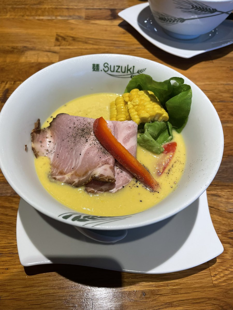hrto12's tweet photo. 麺.SUZUKi＠入間市

限定　朝採れとうもろこしの冷がけ

今日は、こちらに👍麺は、手もみで👍タレは、濃厚でドロドロで甘くて、とうもろこしが👍ローストポーク👍今年も食べられて良かった👍ごちそうさまでした☺️ https://t.co/U8wI3fTYBr