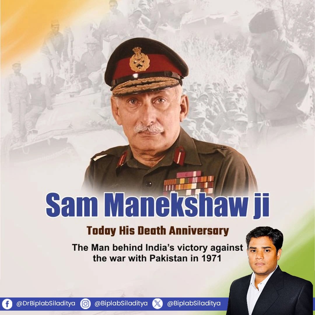 BiplabSiladitya's tweet photo. Tribute to Sam Bahadur, the soldier who led India to victory. 🇮🇳
#SamBahadur #SamManekshaw #IndianArmy https://t.co/quTIa7iAsj