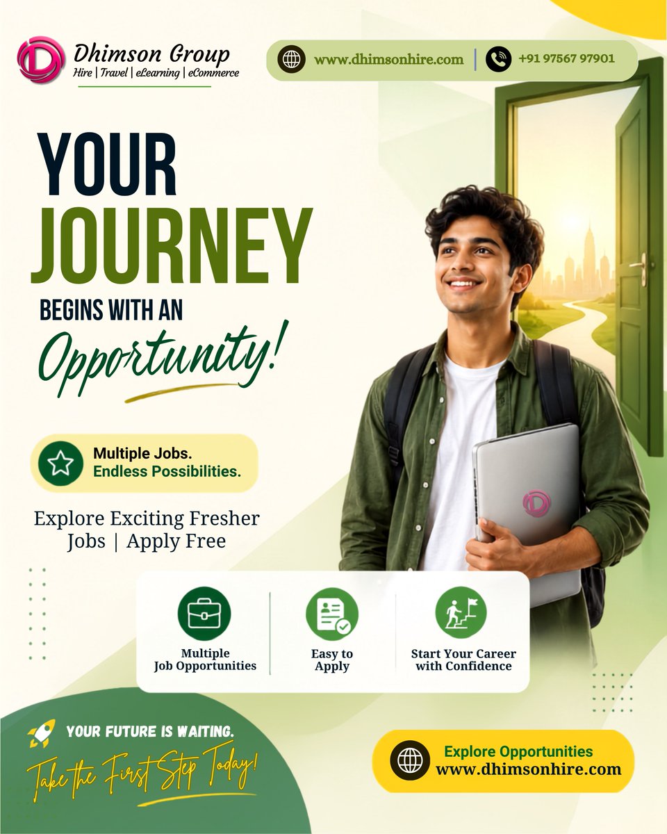 Dhimson_Hire's tweet photo. Your first job is closer than you think!
Find verified fresher jobs and start your career with confidence.
Contact Us:- +91 9756797901 |  https://t.co/qUQsJXG2NN

#FreshersJobs #FirstJob #CareerStart #LaunchYourCareer #GraduateJobs #JobSearch #HiringNow #ApplyNow #Careers https://t.co/04MnqwmuTs