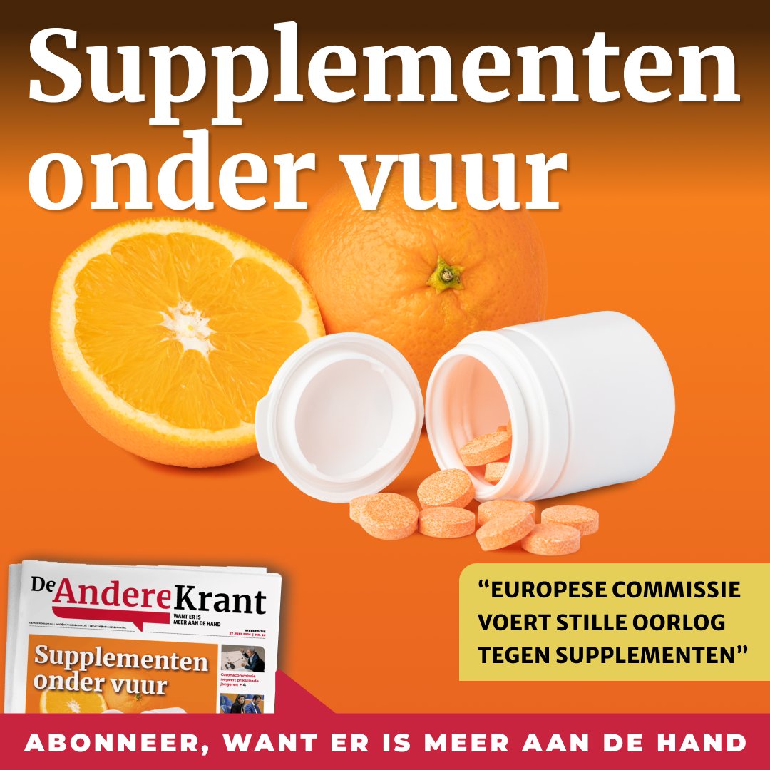 AndereKrant's tweet photo. De Europese Commissie staat op het punt de dosering vitaminen en mineralen in voedingssupplementen via regelgeving zo sterk te verlagen, dat deze onwerkzaam worden. Daarmee dreigt de bevolking een belangrijke categorie natuurlijke zelfzorgmiddelen uit handen te worden genomen en nog sterker afhankelijk te worden van medicijnen. Dat stelt Nick van Ruiten, voorzitter van de Alliance for Natural Health Europe, een internationale non-profitorganisatie die pleit voor een natuurlijke benadering van de gezondheidszorg. “Er is maar één partij die hier voordeel van heeft, en dat is big pharma.”

Lees dit gratis bericht: https://t.co/Q58gZcTTwQ