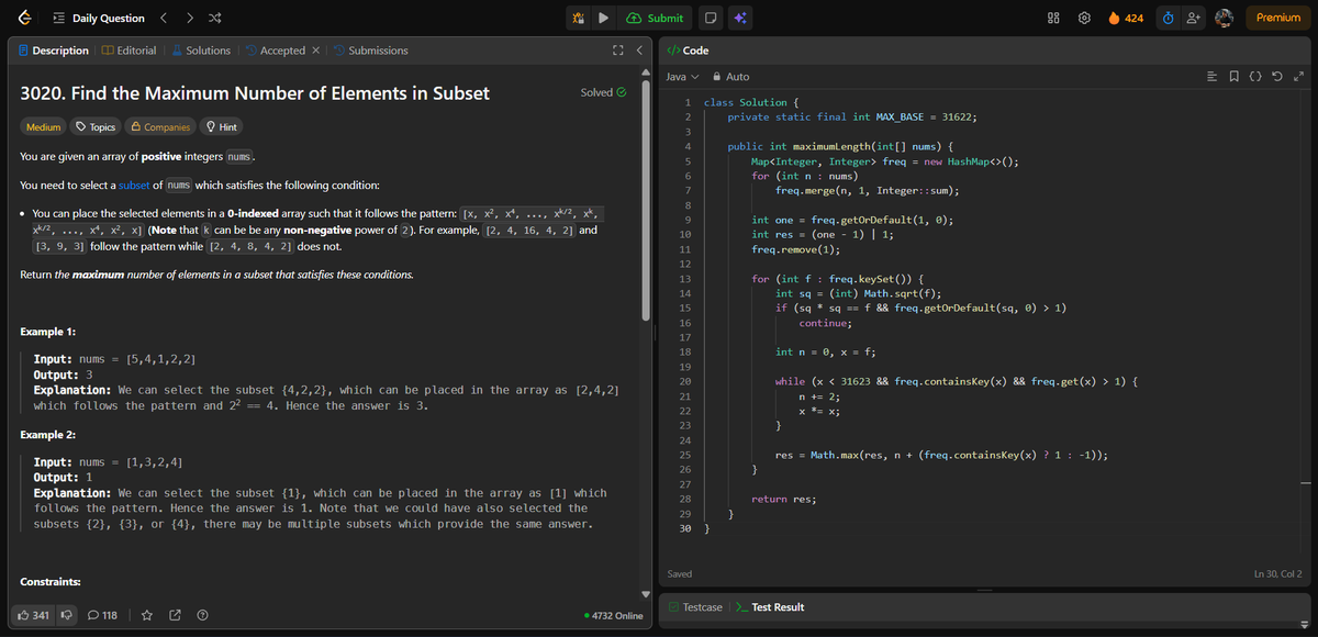 amanhaidry's tweet photo. 🗓️Day-339 of #365DaysOfCode 🎯

✅ @geeksforgeeks
#POTD: Ways to Tile the Floor

✅ @LeetCode
#DCC: Find the Maximum Number of Elements in Subset

#365DaysOfDSA #geeksforgeeks #gfg #leetcode #365DaysOfcoding #Java #DataStructuresAndAlgorithms #DSA #ProblemSolving #CodingJourney https://t.co/ItNISHMtSY
